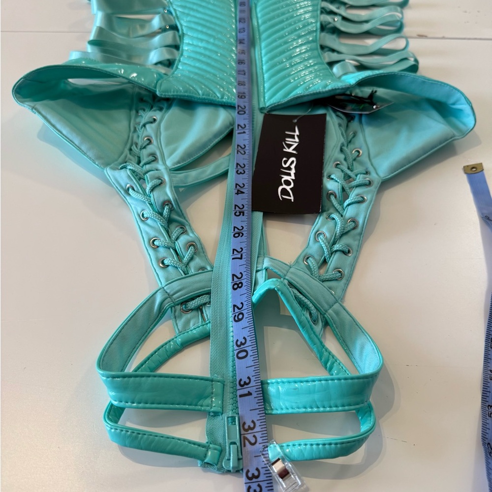 🌷NWT Dolls Kill Rude Awakening Mini Dress - Teal XL - Picture 9 of 9